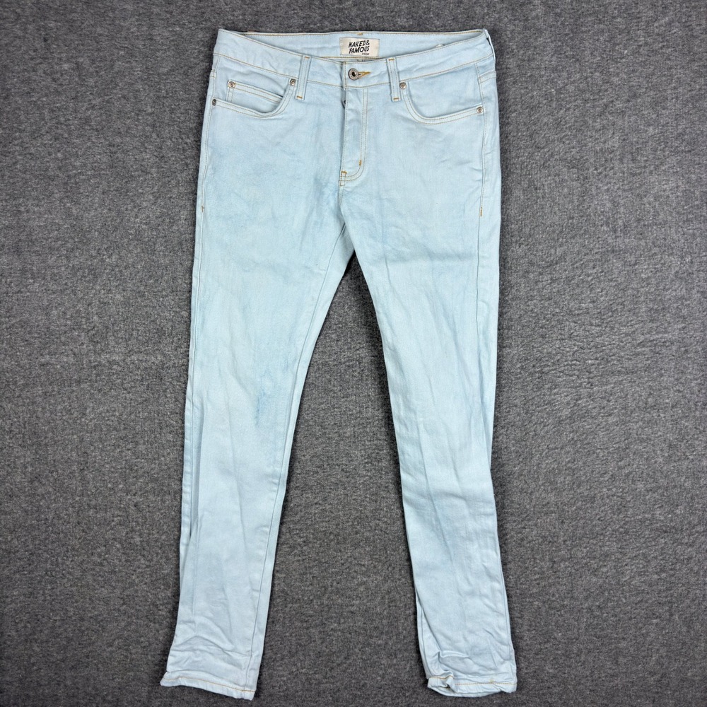 Naked & Famous Jeans Mens 34x33 Powder Blue Super Skinny Guy Power Stretch